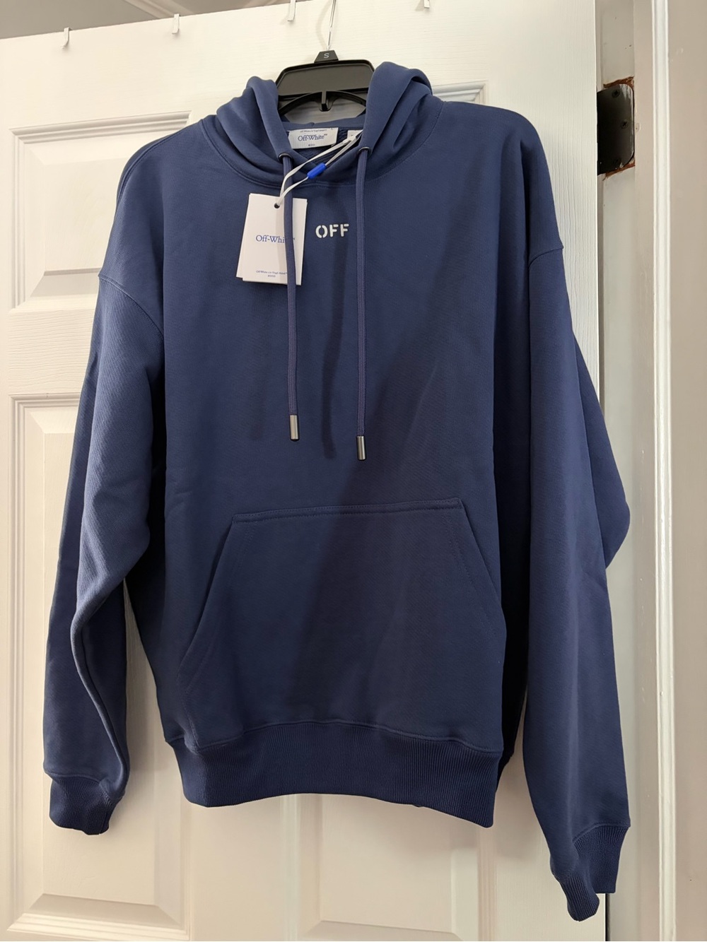 Off-White Dark Navy Hoodie with Minimal 'OFF' Logo